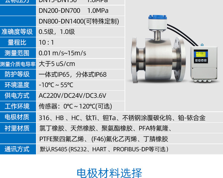 不銹鋼分體電磁流量計